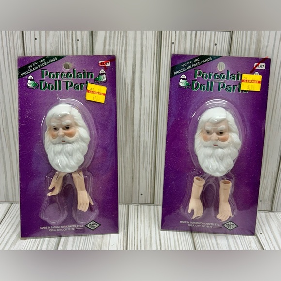 Crafts Etc Santa Claus Head Hands Porcelain Doll Parts Small Set of 2 New - Picture 1 of 6